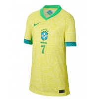 Camiseta Brasil Vinicius Junior #7 Primera Equipación Replica Copa America 2024 para mujer mangas cortas